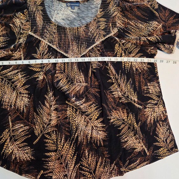 NWT - Democracy Short Sleeve Top, 3X, Black/tan/warm caramel brown - Picture 6 of 12